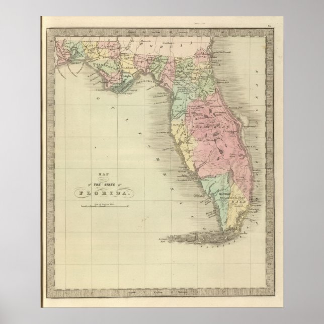 Poster Carte de l'État de Floride (Devant)