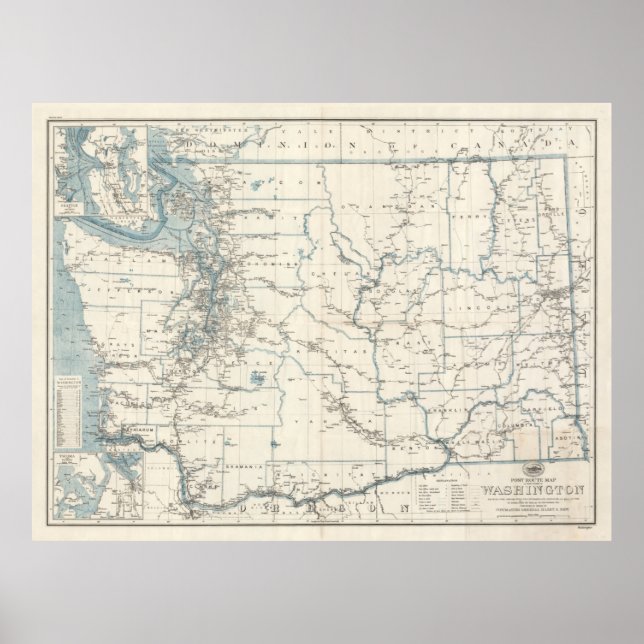 Poster Carte de l'État de Washington (1925) (Devant)