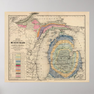 Poster Carte de l'État du Michigan