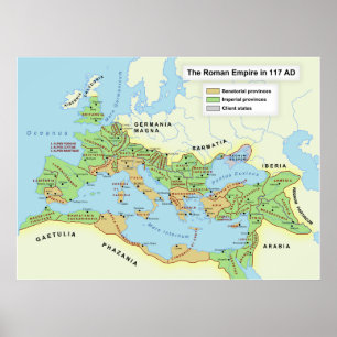 Poster Carte de l'étendue maximale de l'Empire romain