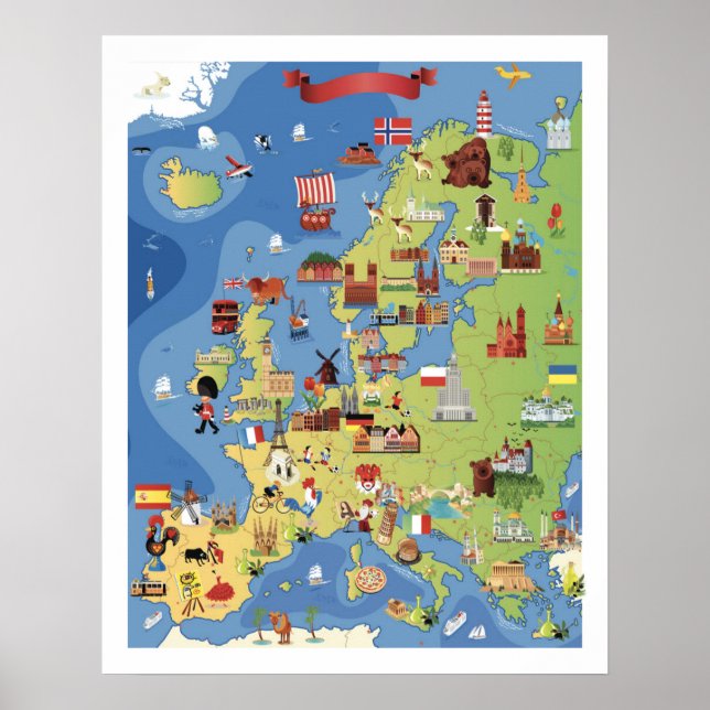 Poster Carte de l'Europe (Devant)
