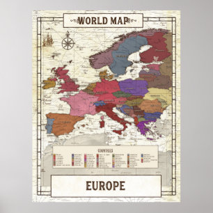 Poster Carte De L'Europe