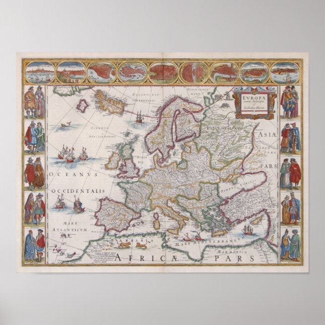 Poster Carte de l'Europe 1630 (Devant)