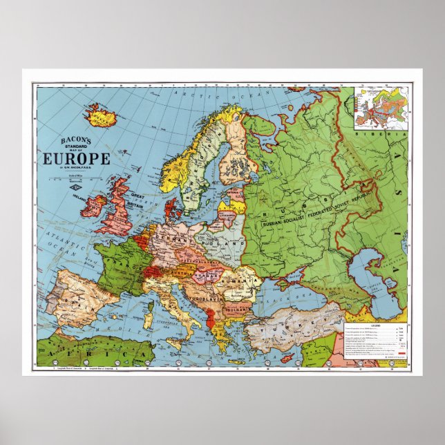 Poster Carte de l'Europe 1923 (Devant)