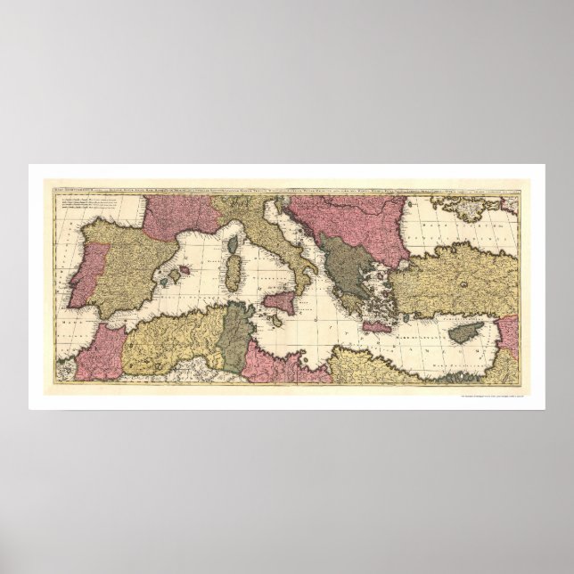 Poster Carte de l'Europe du Sud et de la Méditerranée 169 (Devant)