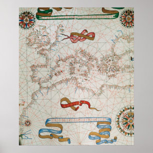 Poster Carte de l'Europe et côtes de l'Afrique du Nord