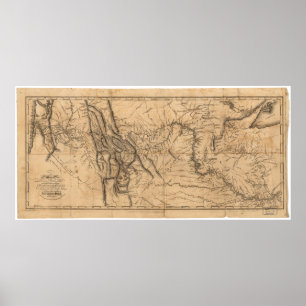 Poster Carte de Lewis & Clark's à travers l'Amérique de l