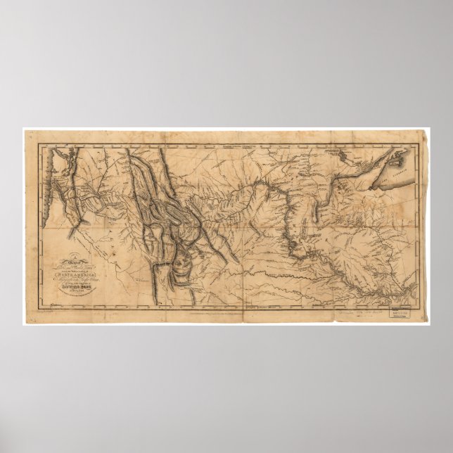 Poster Carte de Lewis & Clark's à travers l'Amérique de l (Devant)