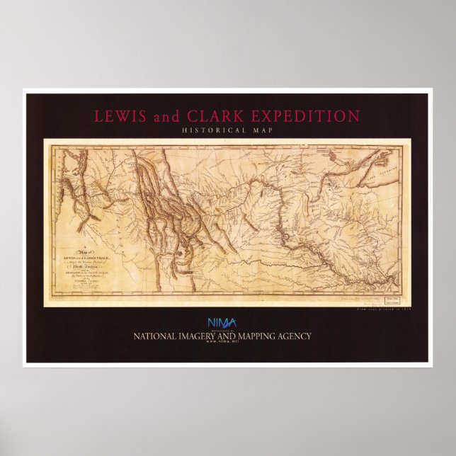 Poster Carte de l'expédition Lewis and Clark (Devant)