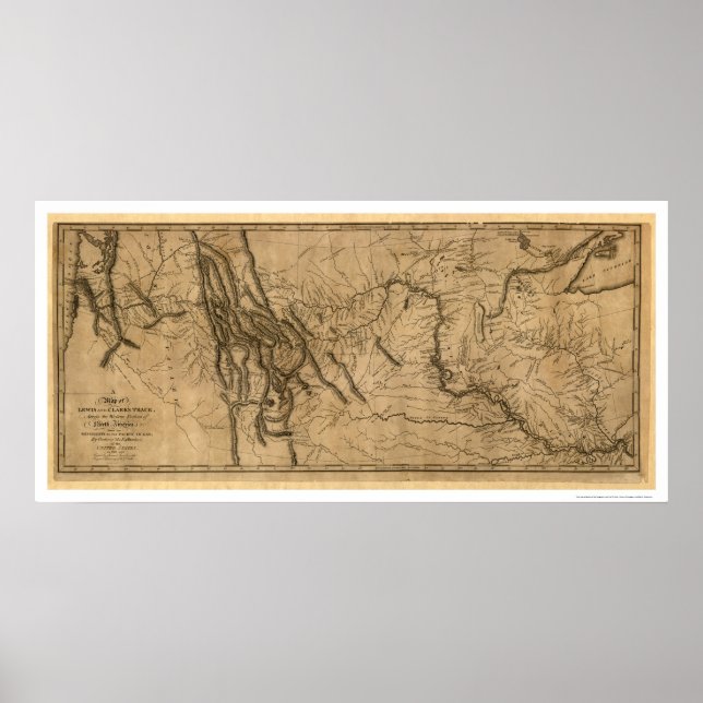 Poster Carte de l'expédition Lewis & Clark - 1804 (Devant)