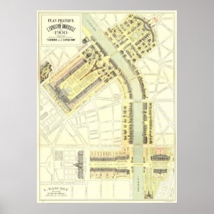 Poster Carte de l'Expo Paris 1900