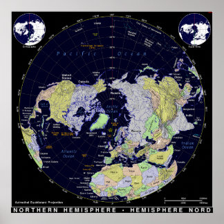 Poster Carte de l'hémisphère nord