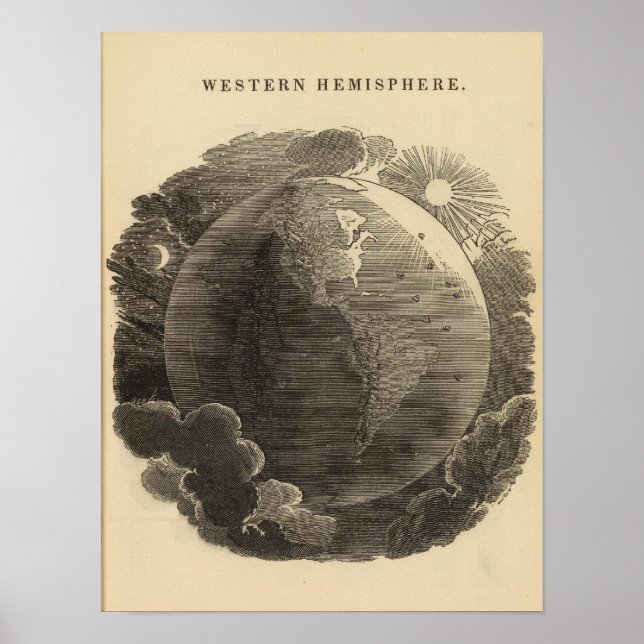 Poster Carte de l'hémisphère occidental par Goodrich (Devant)