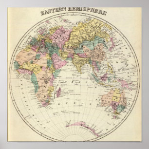 Poster Carte de l'hémisphère oriental