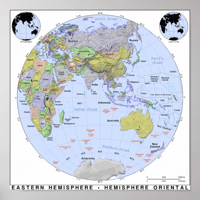 Poster Carte de l'hémisphère oriental (Devant)