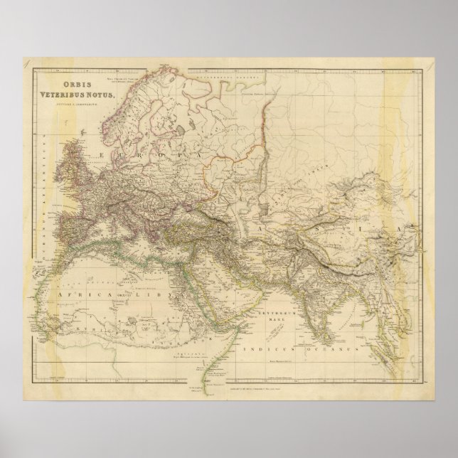 Poster Carte de l'hémisphère oriental mondial (Devant)