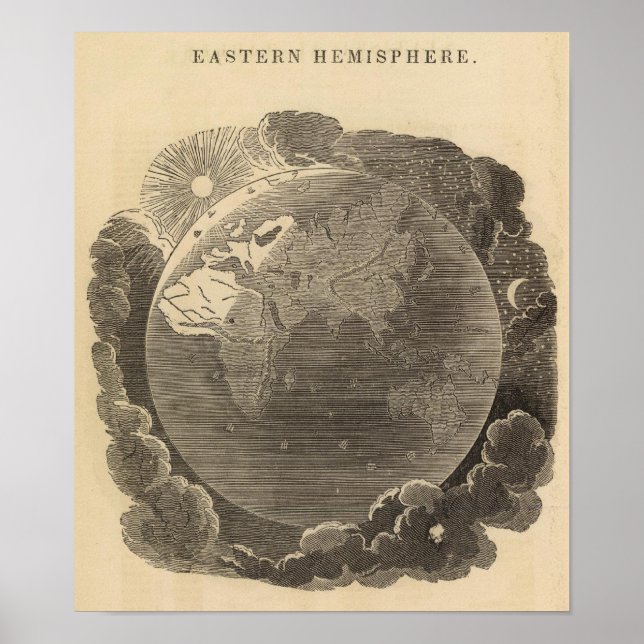 Poster Carte de l'hémisphère oriental par Goodrich (Devant)