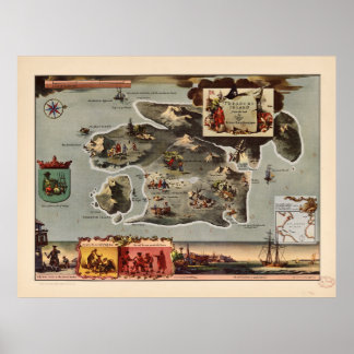 Poster Carte de l'île au trésor par Robert Louis Stevenso