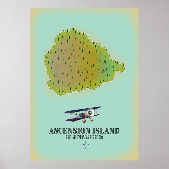 Poster Carte de l'île d'Ascension territoire britannique (Devant)