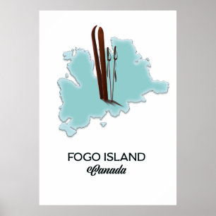 Poster Carte de l'île de Fogo Canada