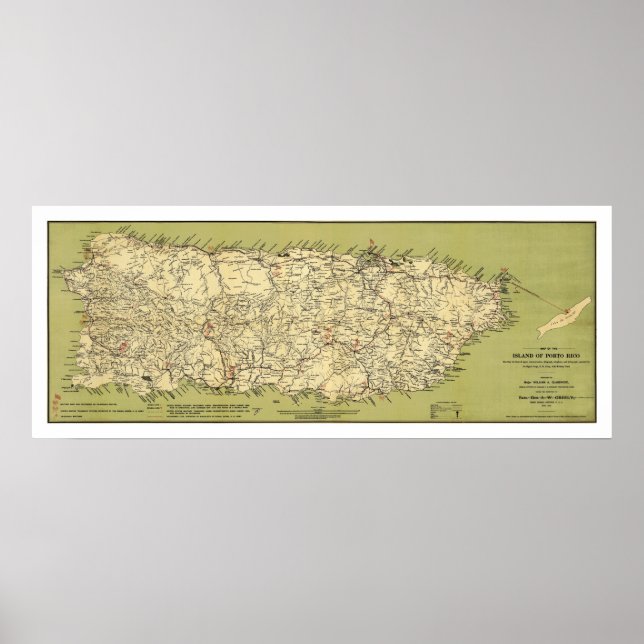Poster Carte de l'île de Porto Rico 1900 (Devant)