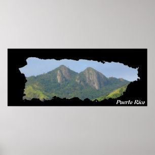 Poster Carte de l'île de Porto Rico Cayey