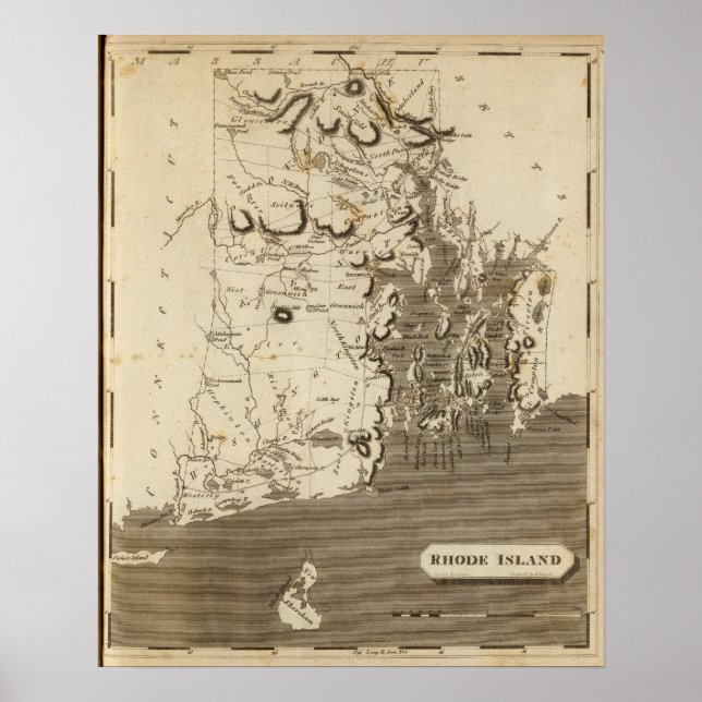 Poster Carte de l'île de Rhode par Arrowsmith (Devant)