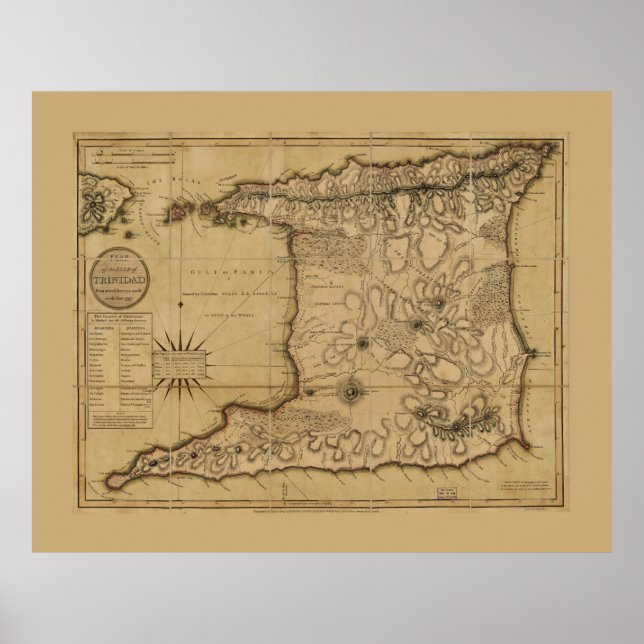 Poster Carte de l'île de Trinidad (1797) (Devant)