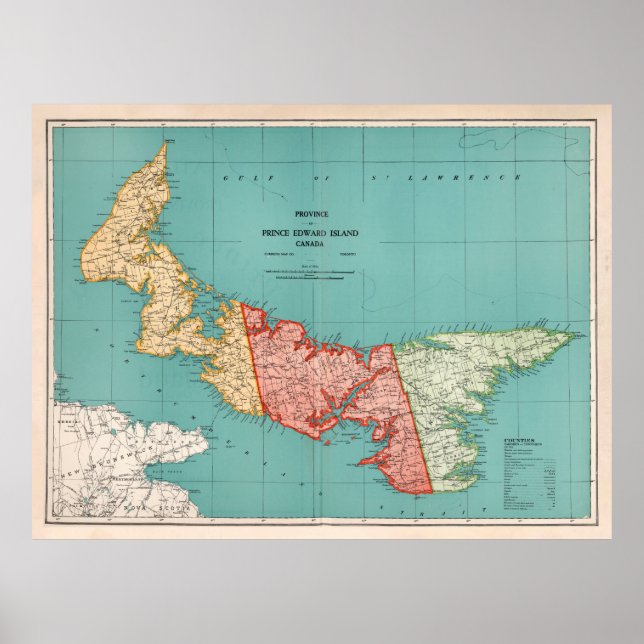 Poster Carte de l'Île-du-Prince-Édouard (1925) (Devant)