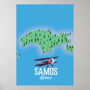 Poster Carte de l'île grecque de Samos