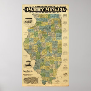 Poster Carte de l'Illinois