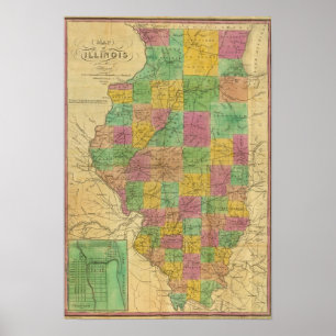 Poster Carte de l'Illinois 2