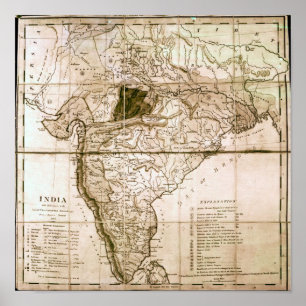 Poster Carte de l'Inde, 1803