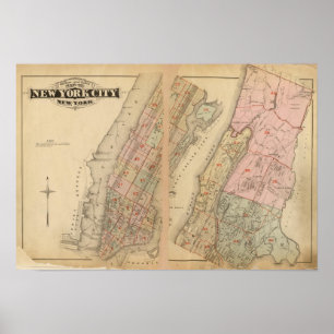 Poster Carte de l'index Atlas, ville de New York