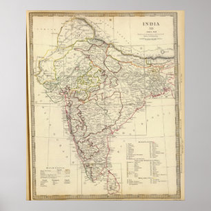Poster Carte de l'index India XII
