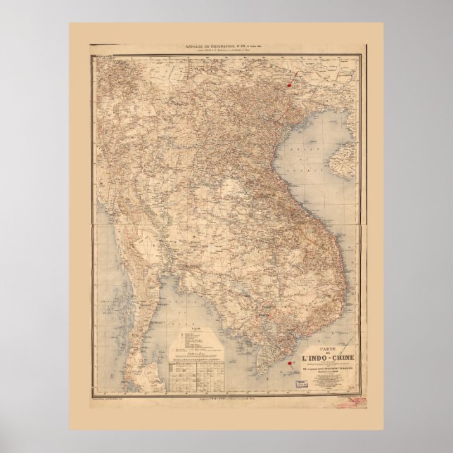 Poster Carte de l'Indochine (1895) (Devant)