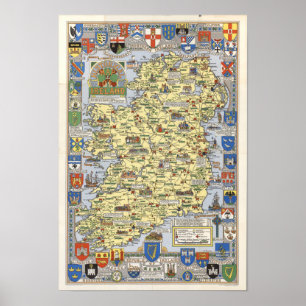 Poster Carte de l'Irlande historique
