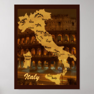 Poster Carte de l'Italie