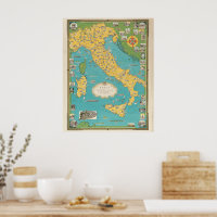 Carte de l'Italie avec Cité du Vatican 1944