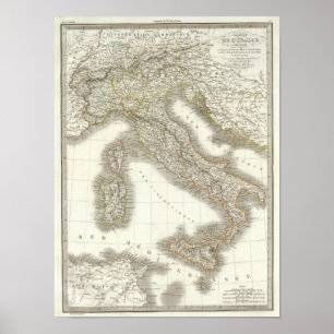 Poster Carte de L'Italie - Italie