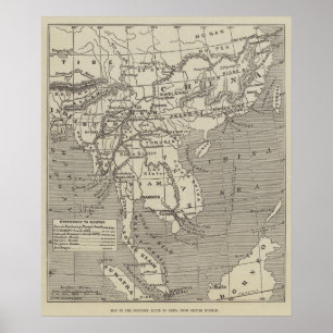 Poster Carte de l'itinéraire proposé vers la Chine de