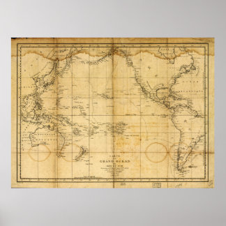 Poster Carte de l'océan Pacifique (1788)