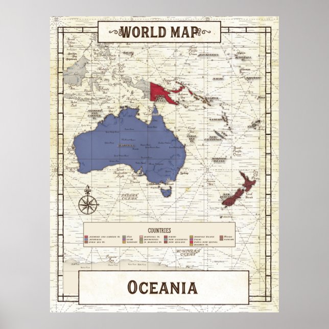 Poster Carte De L'Océanie (Devant)