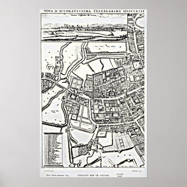 Poster Carte de Loggan d'Oxford, Eastern Sheet (Devant)
