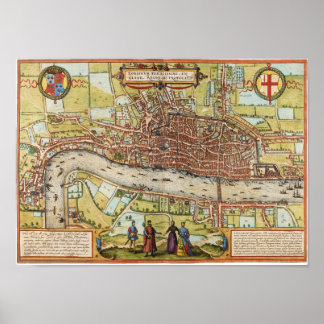 Poster Carte de Londres 1572
