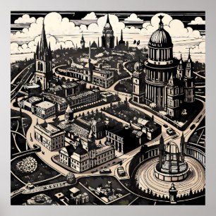 Poster Carte de Londres victorienne
