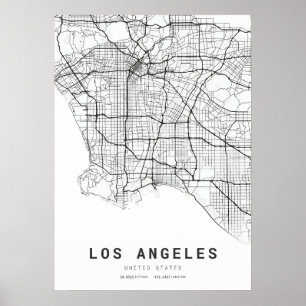 Poster Carte de Los Angeles