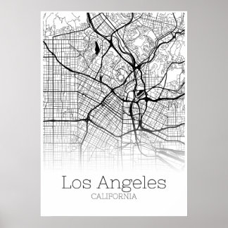 Poster Carte de Los Angeles - California CA - City Map Po
