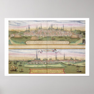Poster Carte de Lubeck et Hambourg, de 'Civitates Orbis T