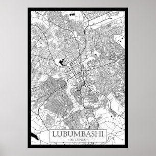 Poster Carte de Lubumbashi RD Congo